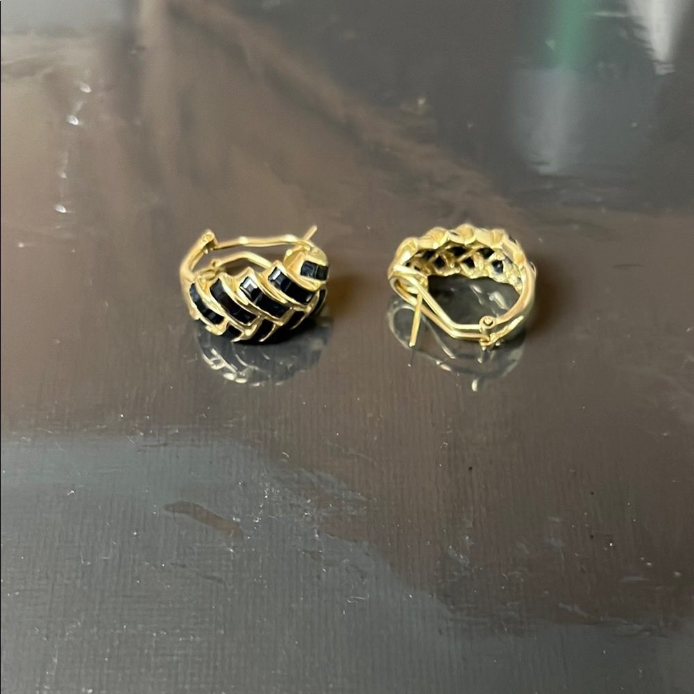 Source Unknown Gold and Black Contemporary Earrings